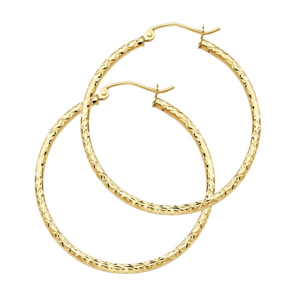 14 KT Gold Silk DC 1.5mm Hoop Earrings